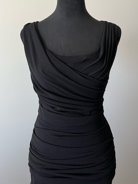 Dolce & Gabbana Dresses & Skirts - Dolce & Gabbana Silk and Wool Black Sleeveless Ruched Elegant Evening Dress